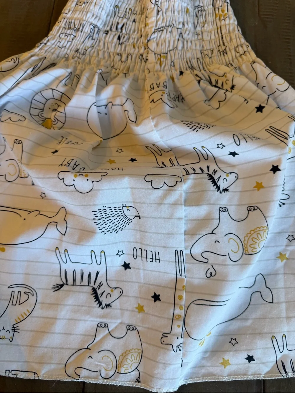 Amazon Girls White Animal Print Tie-Strap Sundress with Yellow Accents